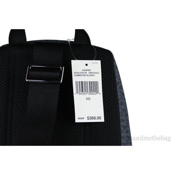 NEW Michael Kors Men's Cooper Blue & Black PVC Commuter Slingpack Bag Medium - Picture 4 of 6